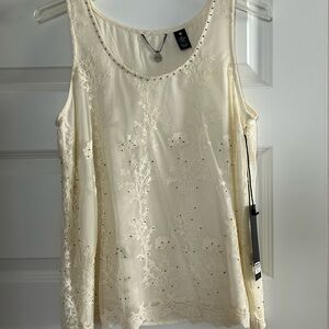 New BKE Cream Sequin Embellished Camisole Top